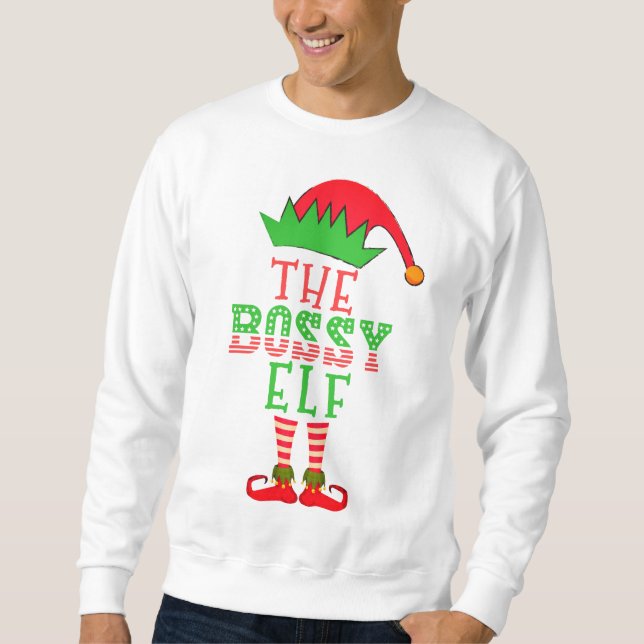 Die Weihnachtsfamilie des Bossy Elf passt Pajama Sweatshirt (Vorderseite)
