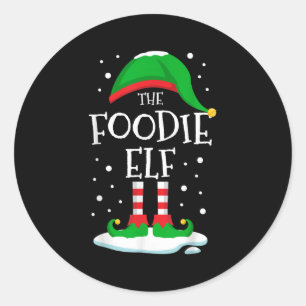 Die Weihnachtsfamilie des Feinschmecker Elf, die d Runder Aufkleber