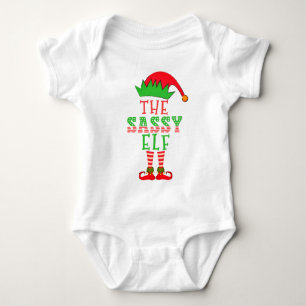 Die Weihnachtsfamilie des Sassy Elf passt Pajama Baby Strampler