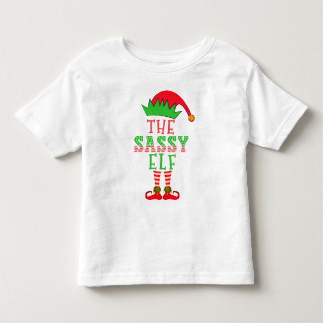 Die Weihnachtsfamilie des Sassy Elf passt Pajama Kleinkind T-shirt (Vorderseite)