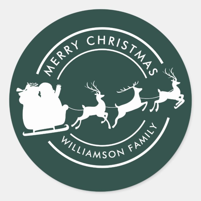 Die Weihnachtsfamilie heißt Santa Green Custom Runder Aufkleber (Vorderseite)