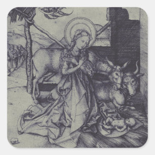 Die Weihnachtsgeburt Stark Ink Art Quadratischer Aufkleber
