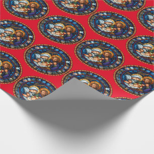 Die Weihnachtsgeschichte - rotes Umschlagpapier Geschenkpapier