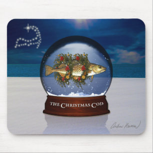Die Weihnachtskabeljau-Schnee-Kugel Mousepad