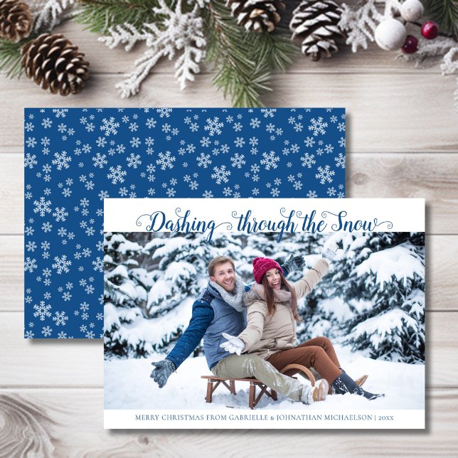 Die Weihnachtskarte des Schnees durchatmen (Dashing Through the Snow Christmas Photo Card)