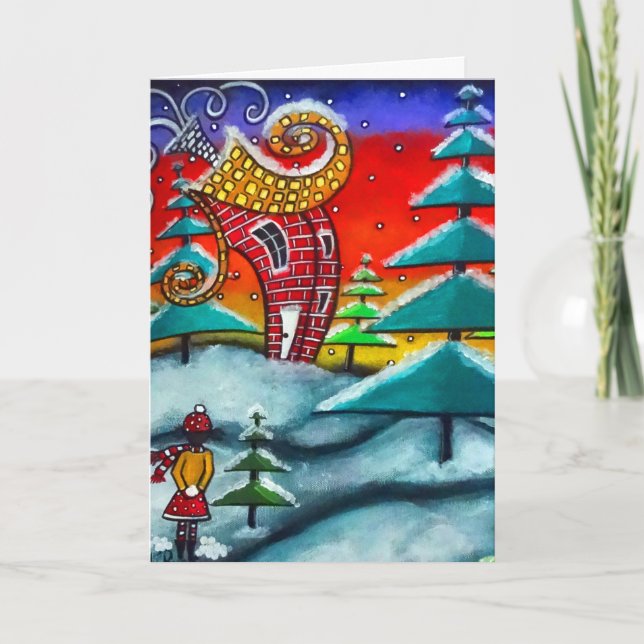 Die Weihnachtskarte des Snowball-Kampfes Feiertagskarte (Vorderseite)