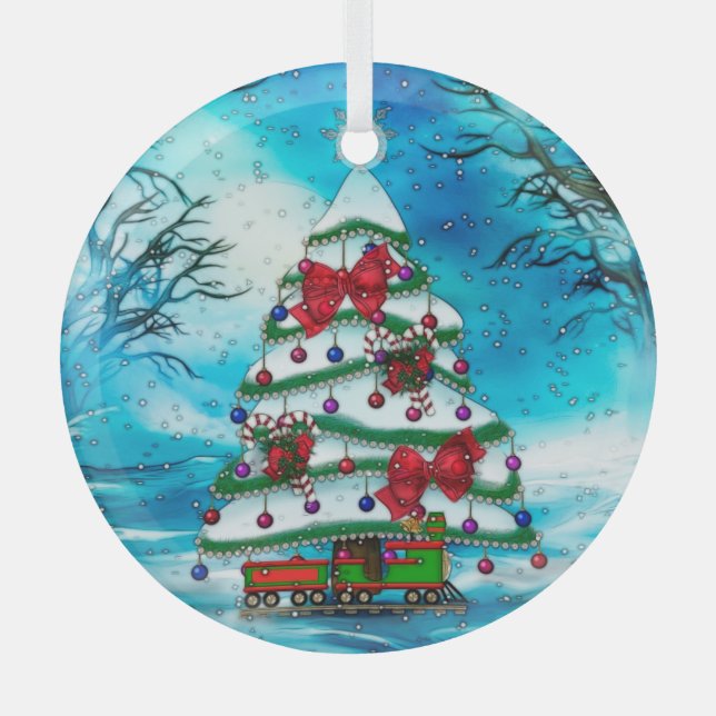 Die Weihnachtskunst des Baumes Ornament Aus Glas (Vorderseite)