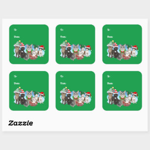 Die Weihnachtsmarken für Katzen und Crews Quadratischer Aufkleber