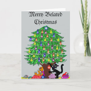 Die Weihnachtszeit der Katze verkleiden Feiertagskarte