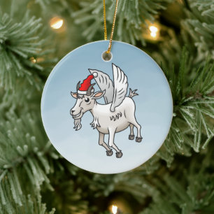 Die Weihnachtsziege, die flog Keramik Ornament