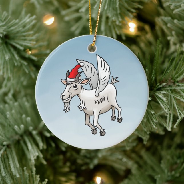 Die Weihnachtsziege, die flog Keramik Ornament (Baum)