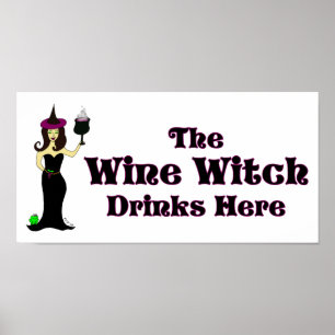 "Die Wein-Hexe-Getränk-hier" Halloween-Bar-Plakat Poster