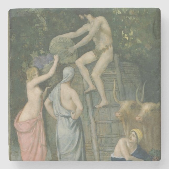 Die Weinpresse durch Pierre Puvis de Chavannes Steinuntersetzer (Vorderseite)