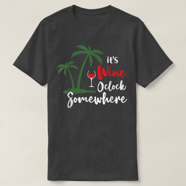 Die Weinuhr sonnig im Sommer mit Palmen T-Shirt (Design vorne)