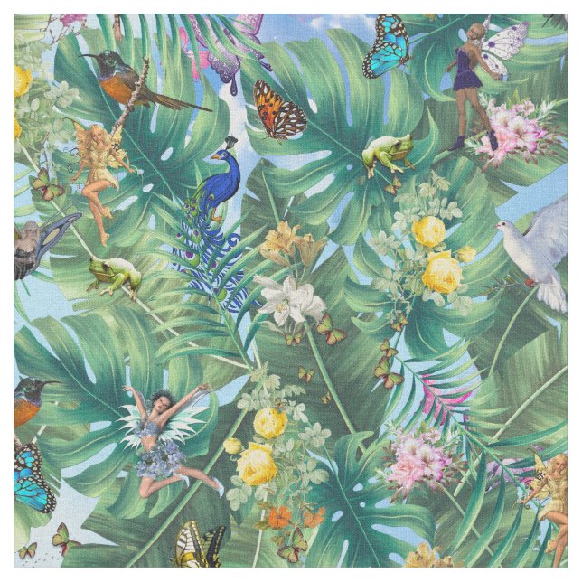 Die weishäufige Fantasiewelt Stoff (Nahaufnahme)