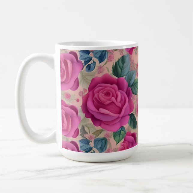 Die Weisheit der Rose - weich und ruhig Kaffeetasse (Links)