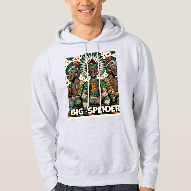 Die weiße Hoodie Kollektion "Big Spender" für Männ (Vorderseite)