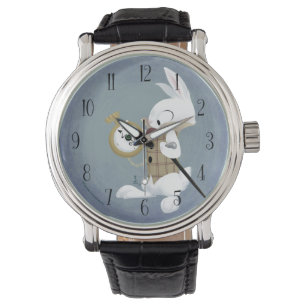 Die weiße Kaninchen-Uhr Armbanduhr