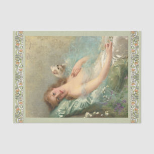 Die weiße Katze von Eittorio Corcos, Decoupage Seidenpapier