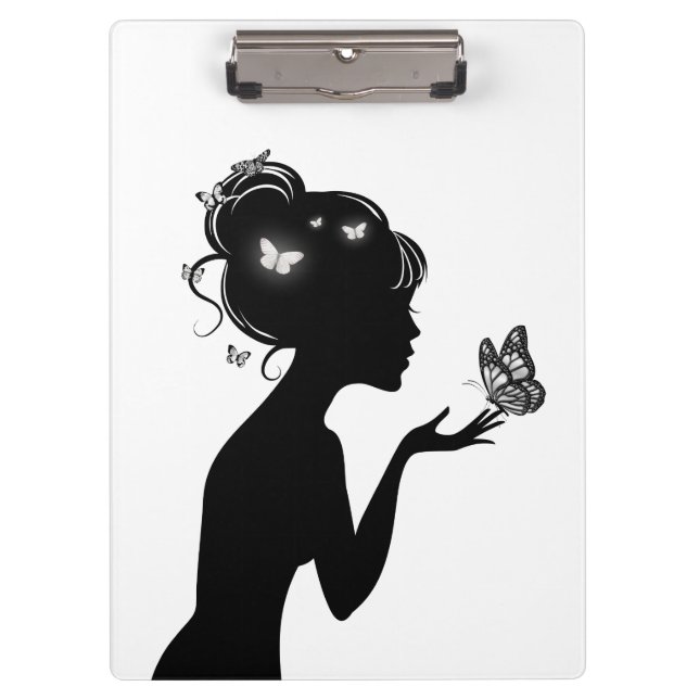 Die weiße Schmetterlingsfrau Klemmbrett (Vorderseite)