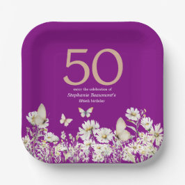 Die Weiße Wildblume überrascht 50. Geburtstag Pappteller