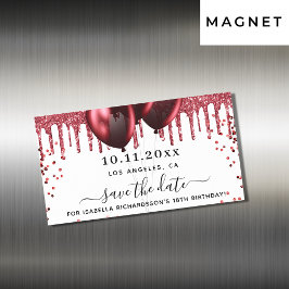 Die weißen, roten Ballons zum Geburtstag speichern Magnetkarte