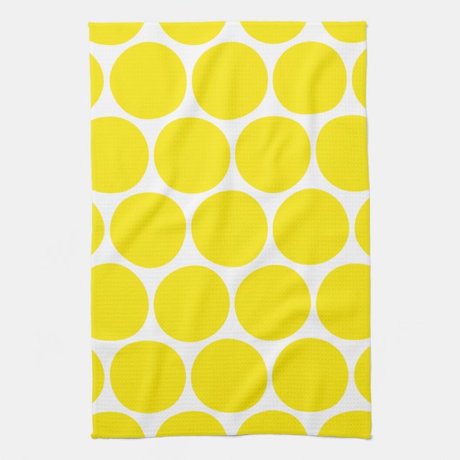Die weißen und gelben Polka Dots Pattern Handtüche Küchentuch (Vertikal)