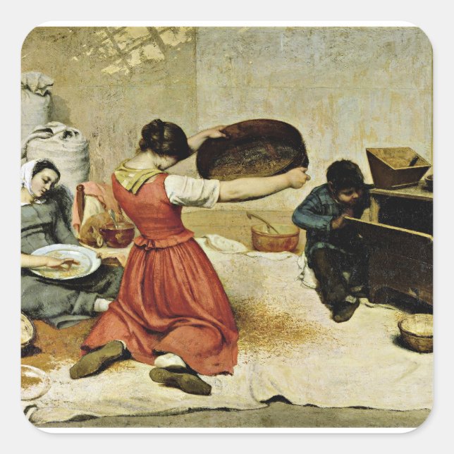 Die Weizensichter, feine Kunst, Quadratischer Aufkleber (Vorderseite)