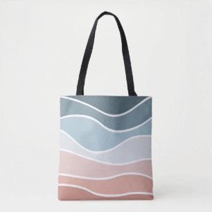 Die Wellen im Retrostil sind blau und rosa.