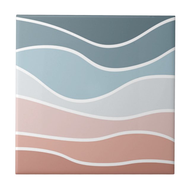 Die Wellen im Retrostil sind blau und rosa. Fliese (Vorderseite)