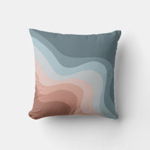 Die Wellen im Retrostil sind blau und rosa Kissen