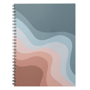 Die Wellen im Retrostil sind blau und rosa Notizblock