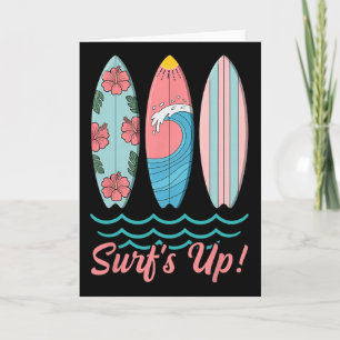 Die Wellen sind hoch. Süßes Surfbrett Sommer Stran Karte