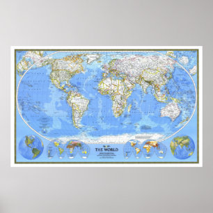 "Die Welt: 1988/heute - Detailed Physical Map .. Poster