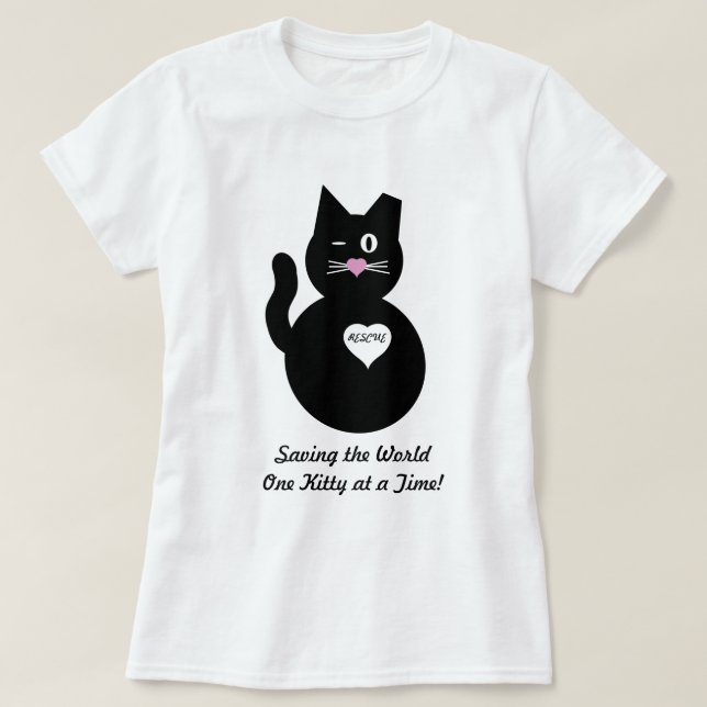 Die Welt auf einmal retten, ein Kitty T-Shirt (Design vorne)