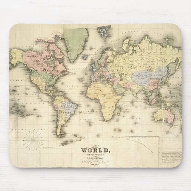 Die Welt auf Mercators Projektion | 1840 Mousepad (Vorne)
