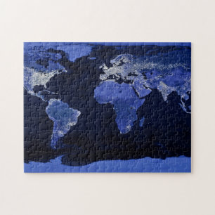 Die Welt bei Nacht - Karte, Weltraum Puzzle