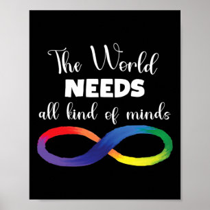 Die Welt braucht alle Arten von Minds Autismus Neu Poster