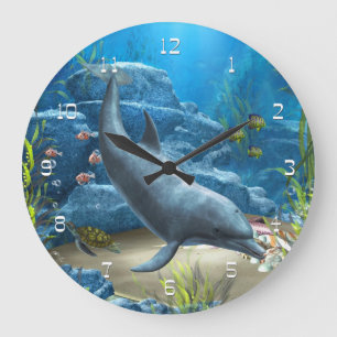 Die Welt der Dolphin-Mauer-Uhr Große Wanduhr