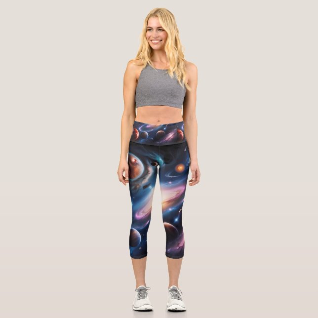 Die Welt der Planeten und Sterne Capri Leggings (Vorderseite)