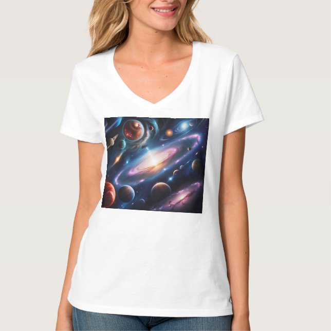 Die Welt der Planeten und Sterne T-Shirt (Vorderseite)