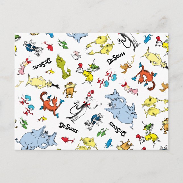 Die Welt des Dr. Seuss-Musters Postkarte (Vorderseite)
