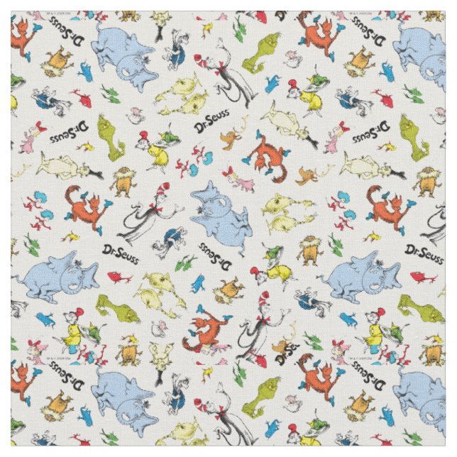 Die Welt des Dr. Seuss-Musters Stoff (Nahaufnahme)