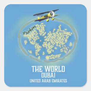 Die Welt Dubai Vereinigte Arabische Emirate Karte Quadratischer Aufkleber