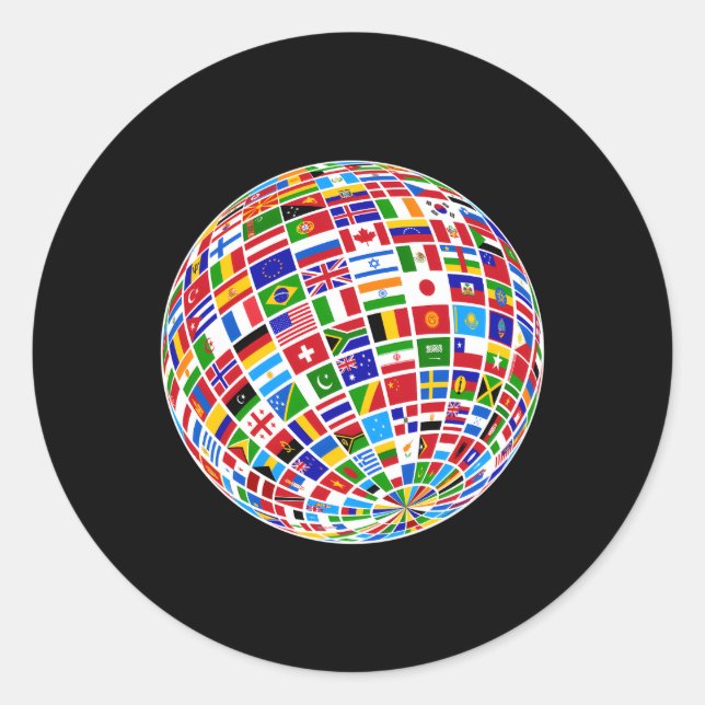 Die Welt flaggt die Länder der Welt Runder Aufkleber (Vorderseite)