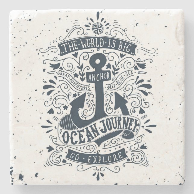 Die Welt ist groß - gehen Sie erforschen Steinuntersetzer (Vorderseite)