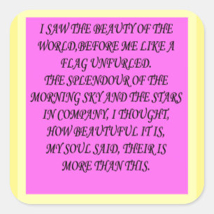 DIE WELT IST SCHÖN POEMS BÜCHER SCHREIBEN QUADRATISCHER AUFKLEBER