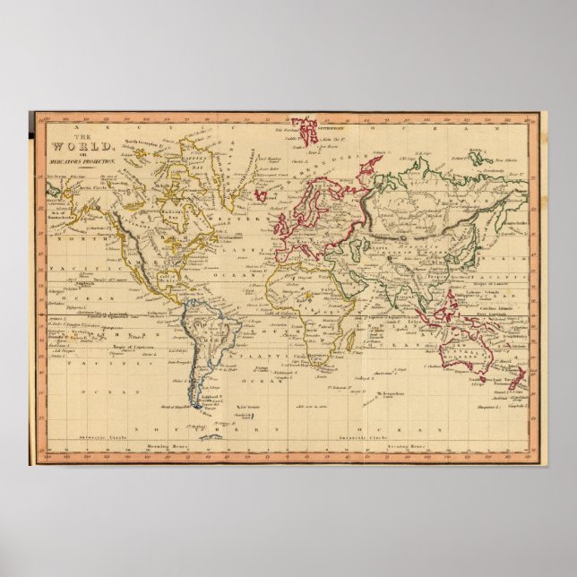 Die Welt, Mercators Projektion Poster (Vorne)