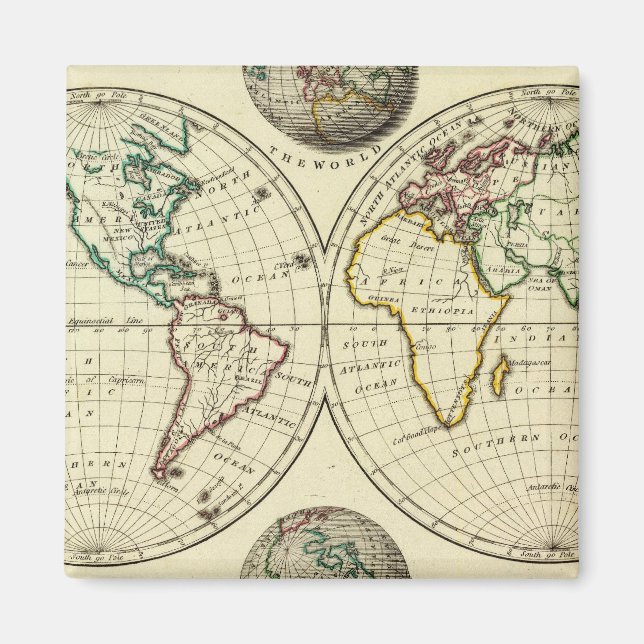 Die Welt mit kontinentalen Grenzen Magnet (Vorne)