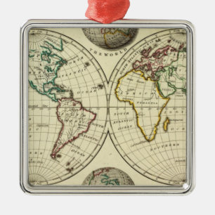 Die Welt mit kontinentalen Grenzen Ornament Aus Metall